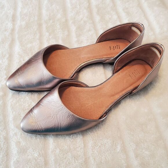 J Jill Ida D'Orsay Flats Loafers Shoes Womens 6.5 Gold Metallic Leather Slip On - Picture 2 of 9